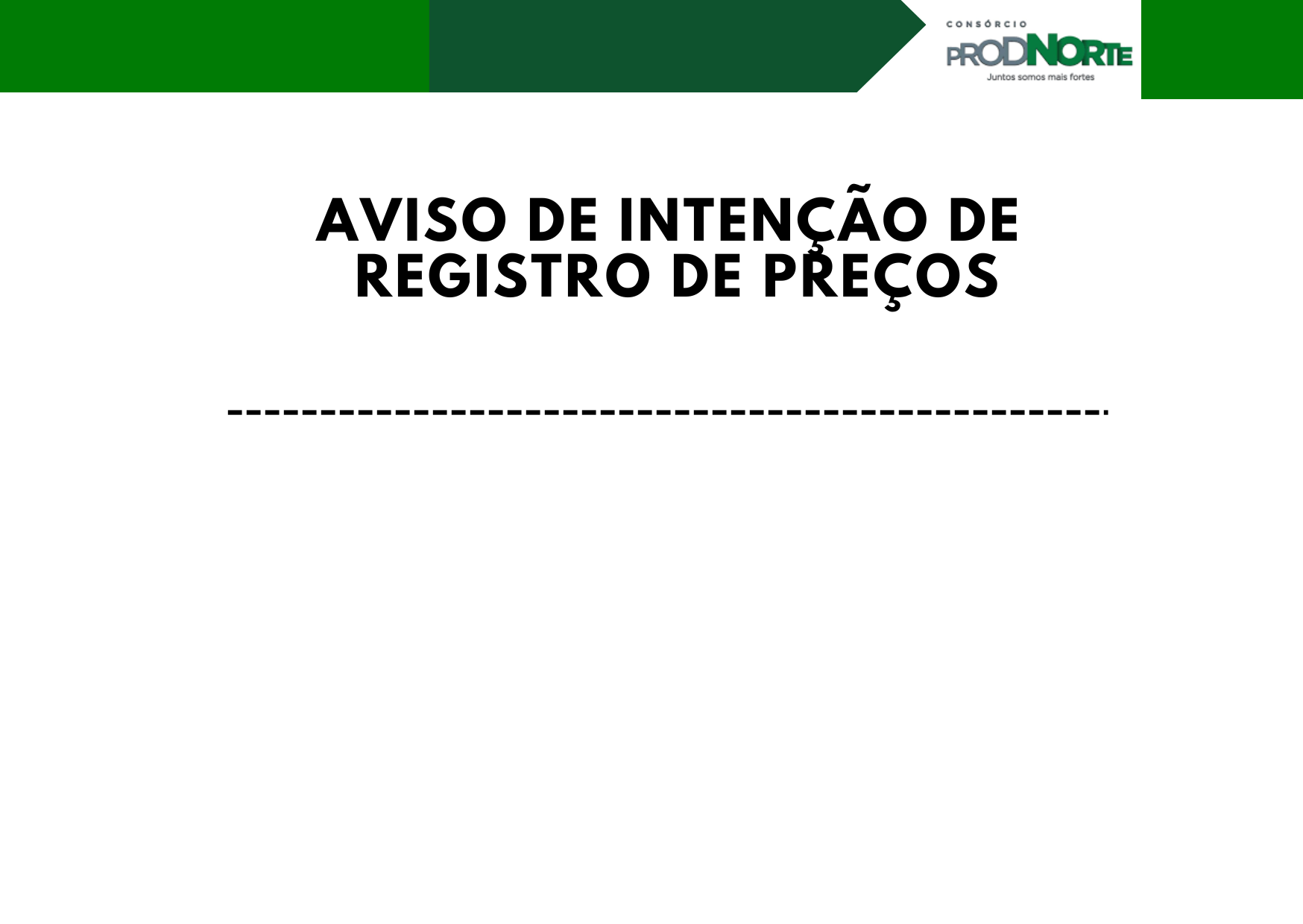 Aviso de intenção de Registro de Preços